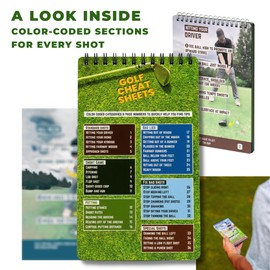 Boopy Golf Training Aid Pocketbook with Yardage Cards - Reference Guide for Golfing -Golf Cheat Sheets Packed with 175+ Tips for Swing and Putting - Waterproof and Durable Pocketbook