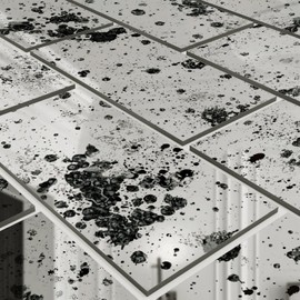 LiveInUrban 21PCS Foxed Silver Vintage Peel and Stick Mirror Effect Wall Decor, Ink Splash and Stain Acrylic Wall Panel for Home Living Room Bedroom Office, 2.9"x5.9"