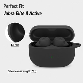 Geiomoo Silicone Case for Jabra Elite 8 Active, Jabra Elite 8 Active Gen 2, Jabra Elite 10, Jabra Elite 10 Gen 2, Protective Cover with Carabiner (Black)