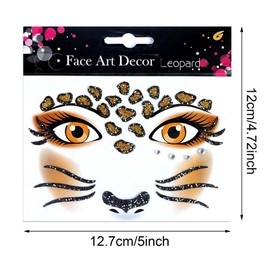 EUPSIIU 5 Sheets Animal Face Tattoos Kids Adults, Waterproof Animal Temporary Tattoos Stickers Children, Cat Tiger Leopard Giraffe Butterfly Tattoos for Birthday Parties Gift Carnival Cosplay (5PCS)