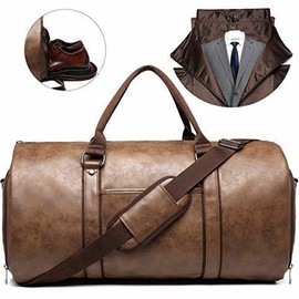 BLGarment™ Men's Leather 2-in-1 Garment + Duffel Convertible Large Weekend Trave