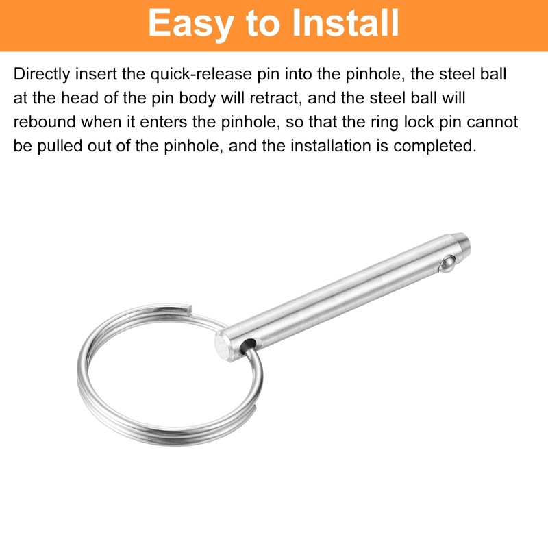 sourcing map 5Pcs 6mmx38mm Quick Release Pins, 316 Stainless Steel