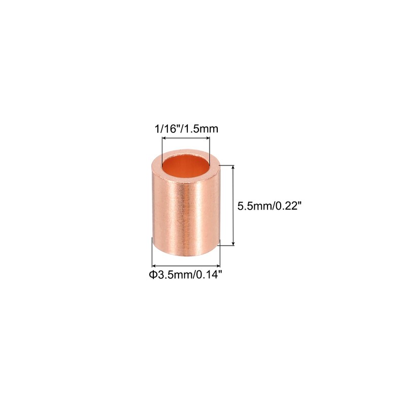PATIKIL 1/16"/ 1.5mm Wire Rope Stop Sleeve, 25 Pack Copper