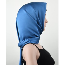 corciova Denim 27.5 x 27.5 Solid Color Square Silk Like Head Hair Scarf Stain Neck Wrapping