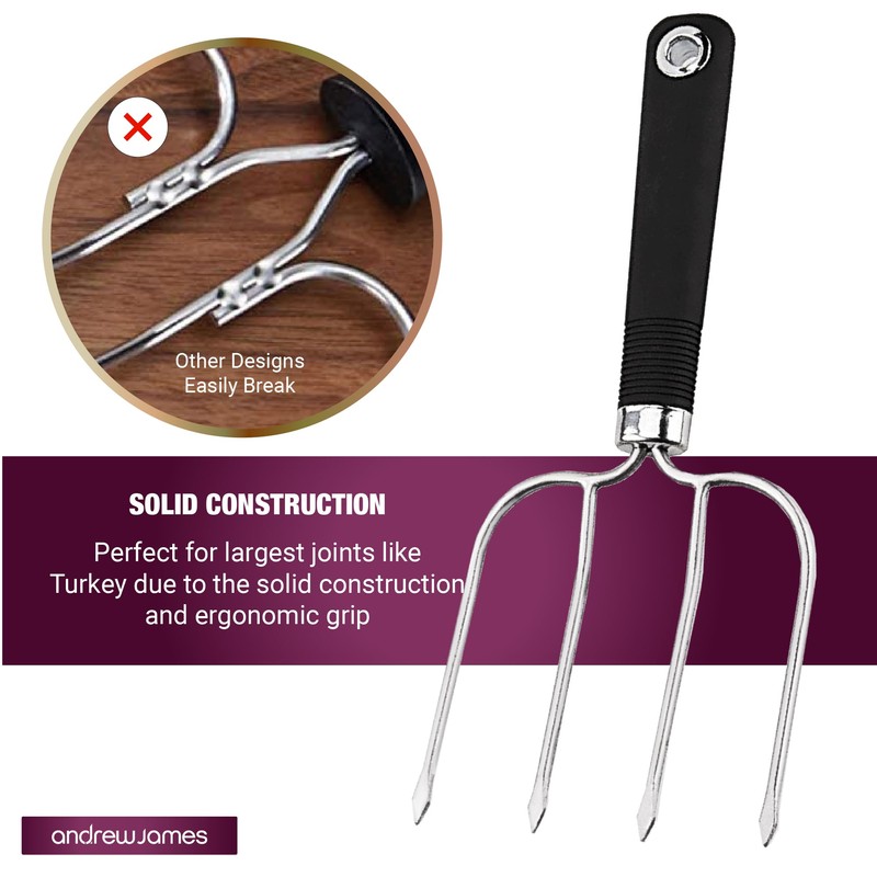Andrew James Stainless Steel Carving Fork Set 2-Piece Meat Forks