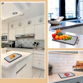 Cutting boards for Kitchen,stainless steel/Wheat straw pp cutting boards with built-in grinder,durable/easy to clean, Scratch-resistant Design suitable double-sided Chopping Board for kitchen 16"*11''