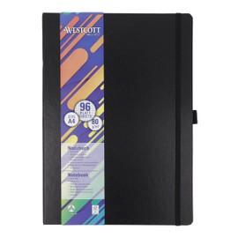 Westcott Notebook DIN A4 squared | 192 pages in elegant hard cover | 80 g/m² sustainable FSC mix paper | with inner pocket, bookmark, elastic band and pen holder | E-1744829 00