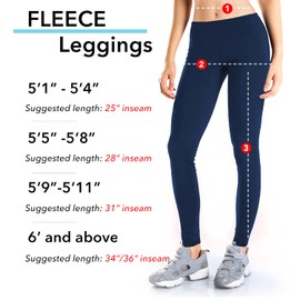 Yogipace Women's Water Resistant Fleece Lined Thermal Tights Winter Running Cycling Skiing Leggings with Zippered Pocket,25",Navy Blue,Size M
