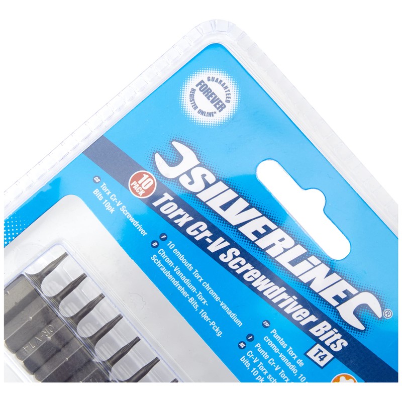 Silverline 718109 T4 Cr-V Screwdriver Bits 10pk T4