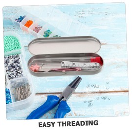TEHAUX 1 Set Beading Needles for Jewelry Making Embroidery Long Needles with Soft Ruler Thimble Threading Tools for Beads Floral Crafts