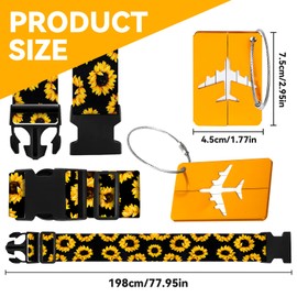 1 Piece Suitcase Strap with 2 Pieces Luggage Tags, Suitcase Strap Eye-catching, Suitcase Straps Set Eye-catching, Suitcase Strap Cross Strap Set, Adjustable (Gerbera)