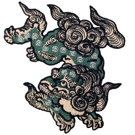 Komainu Guard Dog Embroidered Badge Iron on or Sew on Patch