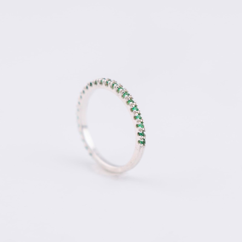 925 Sterling Silver Eternity Ring For Women | Simulated Emerald