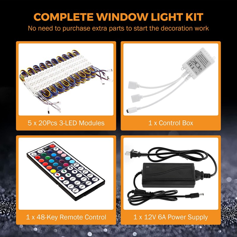BEAMNOVA 50Ft Commercial RGB Storefront Light Kit for Business with