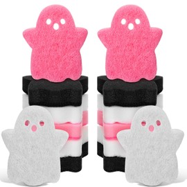 Tioncy 12 Pack Ghost Sponges Bulk Dual Sided Scrubber Ghost Kitchen Sponges Dishwashing Non Scratch for Kitchen Accessories Dish Scouring Black, White, Pink