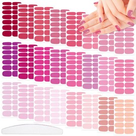 XEAOHESY 24 Sheets Solid Color Nail Polish Strips, Self-Adhesive Purple Nail Polish Stickers, Pink Nail Wraps, Nail Art Accessories
