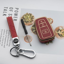 Tautrophen Key Fob Cover Compatible with Toyota 4Runner 2016-2024 RAV4 Camry Prius Prado Smart Key