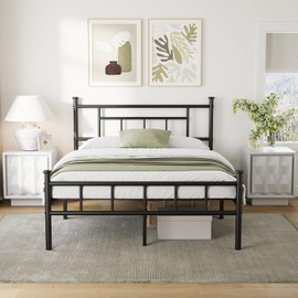 Viisari Full Size Platform Bed Frame with Headboard & Footboard 14 Inch High with Spacious Under Bed Storage No Box Spring Needed Sturdy Steel Slat Noise Free Metal Platform Bed Frame Foundation