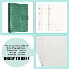 Zelten PU Leather Personal Notebook Planner with 80 Pages Loose Leaf Papers 6 Holes Ring Binder Pen Holder Magnetic Buckle (Pink, A5 Mini)