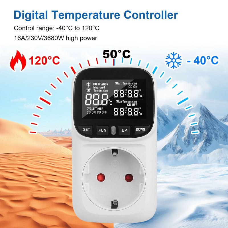 Digital Temperature Controller Socket 230 V with Sensor Temperature Controller