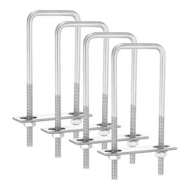 sourcing map 4Sets 304 Stainless Steel Square U-Bolts, 2.05" (52mm) Inner Width 5.91" (150mm) Length M8 with Nuts, Frame Plate, Gasket for Automobiles Trailer, Ski Boat, Fishing Boat, Pipelines