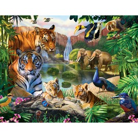 Mindbogglers Artisan 2000-piece Jigsaw Puzzle: in The Jungle - Jigsaws for Adults - Deluxe Jigsaw Puzzles - 38.6x30in - Intricate Puzzles - Hobbies - Jungle Themed Jigsaw Puzzles - Tiger Jigsaw