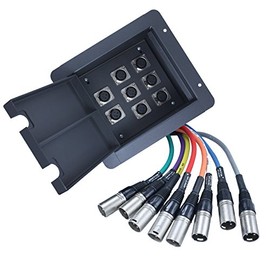 Advance MCS Electronics Pro Audio Recessed Stage in Floor Pocket Box Black with Prewired Connections (8-XLR Female)