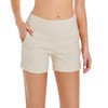 JAMfit Women's Chino Shorts - 4" Inseam, High Waisted, Elastic,