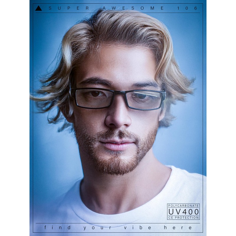 SA106 Black Narrow Rectangular Spring Hinge Plastic Clear Lens Eye