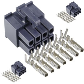 8-PIN 2x4 Dual Row Signal or Low-Power Connector 600V AC, 13A with 4.20 mm Pitch Receptacle Glow-Wire Capable Connector, w/Terminal (18-24 AWG) Compatible with Mini Fit jr