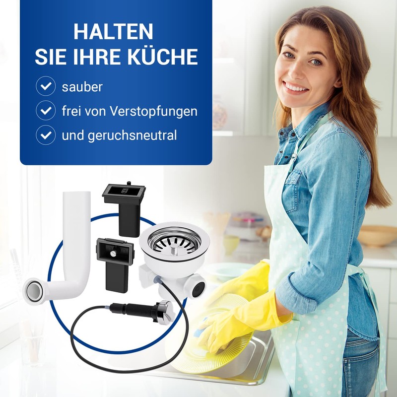 VIOKS Sink Strainer Set Diameter 114 mm with Excenter Valve