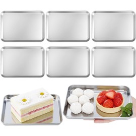 Dyrfolm 6 Pcs Baking Sheet Stainless Steel, 8''L x 5''W Small Cookie Sheets for Baking, Metal Sheet Pans, Small Baking Sheets for Oven Kitchen, Smooth Polished