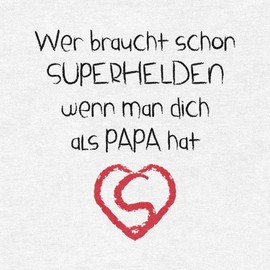 Long-Sleeved Baby bodysuit with "Wer Braucht SUPERHELDEN Wenn Man Dich Als PAPA Hat" Wording in German - 12m