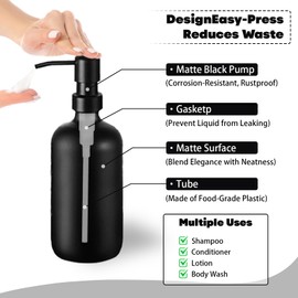 TWWFKK 6 Pcs Matte Black Bathroom Accessories Set, Liquid Soap Dispenser, Toothbrush Holder, Tumbler, Cotton Swab Dispenser, Cotton Ball Dispenser, Soap Dish, Bathroom Vanity Set