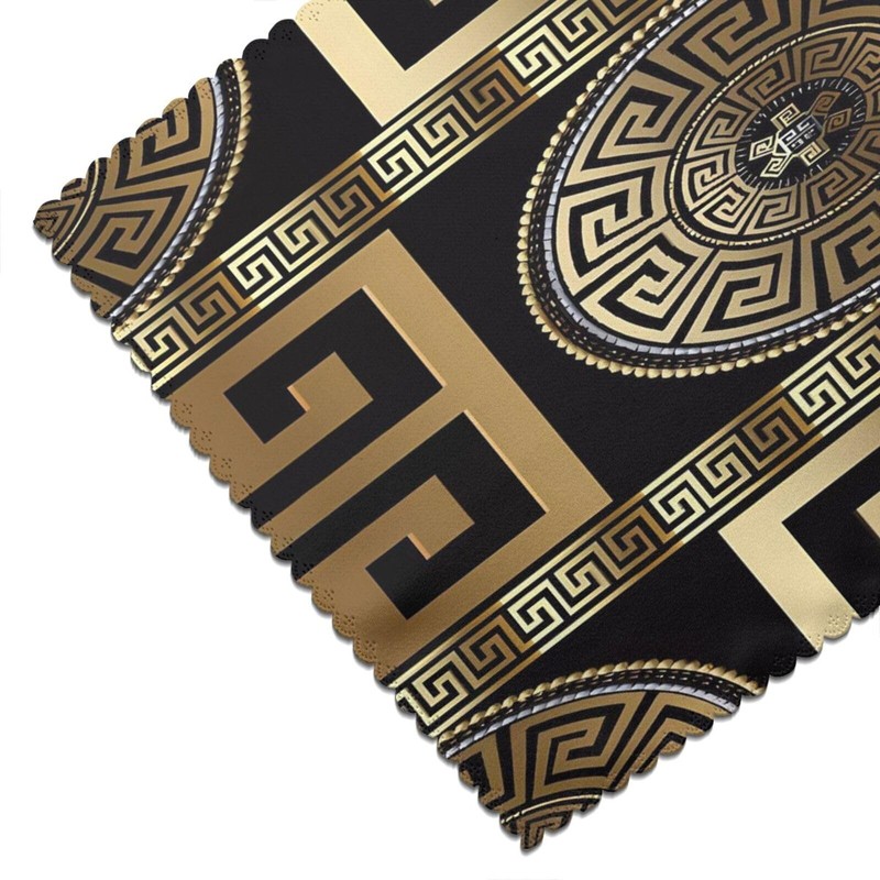Retro Black Gold Greek Key Meander Luxury Placemats for Dining