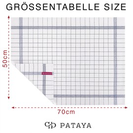 Pataya Cotton Tea Towels, Set of 10, 100% Coton, Oeko-TEX Certified, Extremely Absorbent Drying Towels, Kitchen Towels, Washable up to 90 °C, Blue