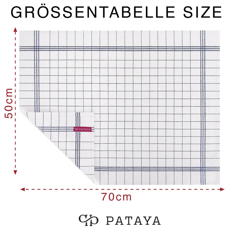 Pataya Cotton Tea Towels, Set of 10, 100% Coton, Oeko-TEX