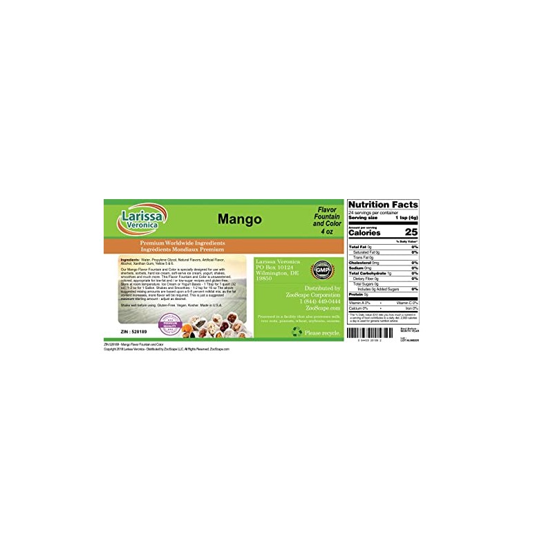 Mango Flavor Fountain and Color (4 oz, ZIN: 528189) -