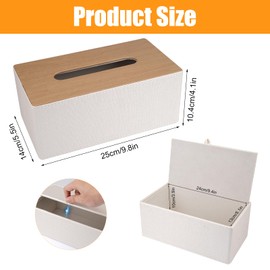 Tissue Box Tissue Dispenser Made of PU Leather, 25 x 14 x 10.4 cm Cosmetic Tissues Box with Magnetic Closure, Rectangular Napkin Tissue Box, Square Kleenex Box for Bedroom, Dining Room, Office