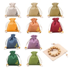 YINKE Drawstring Bags, Wrapping Bags, Set of 10 Colors, 3.1 x 3.9 inches (8 x 10 cm), Japanese Style Storage Bag, Small Linen Pouch, Jewelry Pouch, Prayer Beads Bag, Scented Bag, Cotton Bag, Burlap