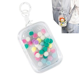 Clear Figures Display Bag, Portable Figures Storage Bag with Keychain, Mini Doll Hanging Blind Box, Single Zipper Closure Dustproof Collectibles Case for Mini Figures, Dolls (White, Square)