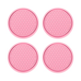 Partuto 4 Pcs 7cm Universal Car Cup Holder Coaster - Car Cup Holders Mat Non-Slip - PVC Pink