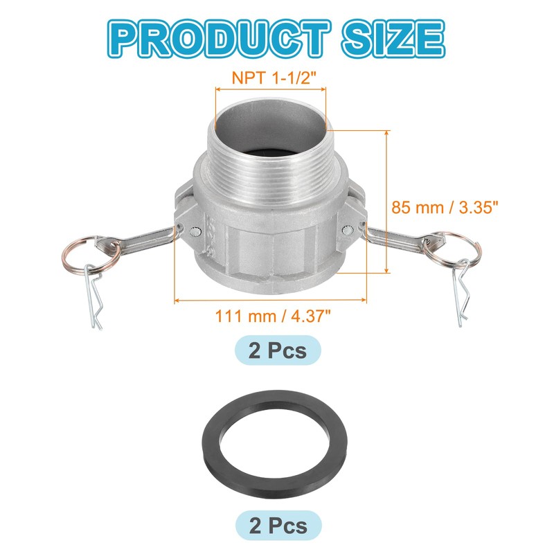 PATIKIL 2.5" Aluminum Cam and Groove Fitting 2 Part-B Dust