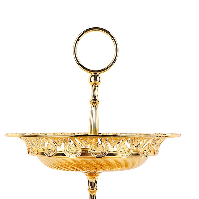 2 Tier Fruit Plate Metal Round Gold Plated Beautiful Cupcake