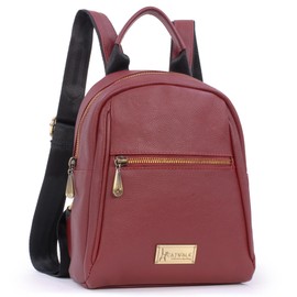 Catwalk Collection Handbags - Small Leather Fashion Backpack For Women - Rucksack With Adjustable Shoulder Straps - Multiple Pockets - ZOEY - Red