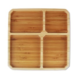 Bamboo Divided Plates - 9" x 9" - 2 Plates