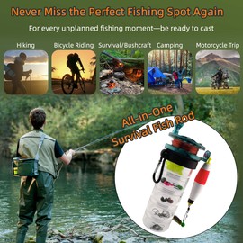 LoDinpo Emergency SurvivalFishingRod with Telescopic Fishing Rod and 21 Fishing Gear Compact Camping Essentials for Outdoor Travel Fits in Backpack Doubles as First Aid Kit for Car or Travel
