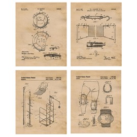 Vintage Volleyball Patent Prints, 4 (8x10) Unframed Photos, Wall Art Decor Gift for Home Office Gears Work Garage School Gym College Student Teacher Coach Athletics Training World Olympics Champs Fans