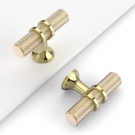 Coinkoly 10 Pack Gold Cabinet Knobs Single Hole Knurled Drawer Knobs Cupboard Knobs Wardrobes Knobs UK0002