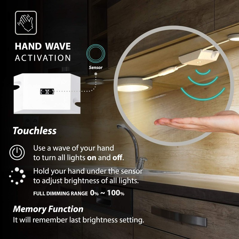 EShine Under Cabinet Puck Lights with Hand Wave Sensor –